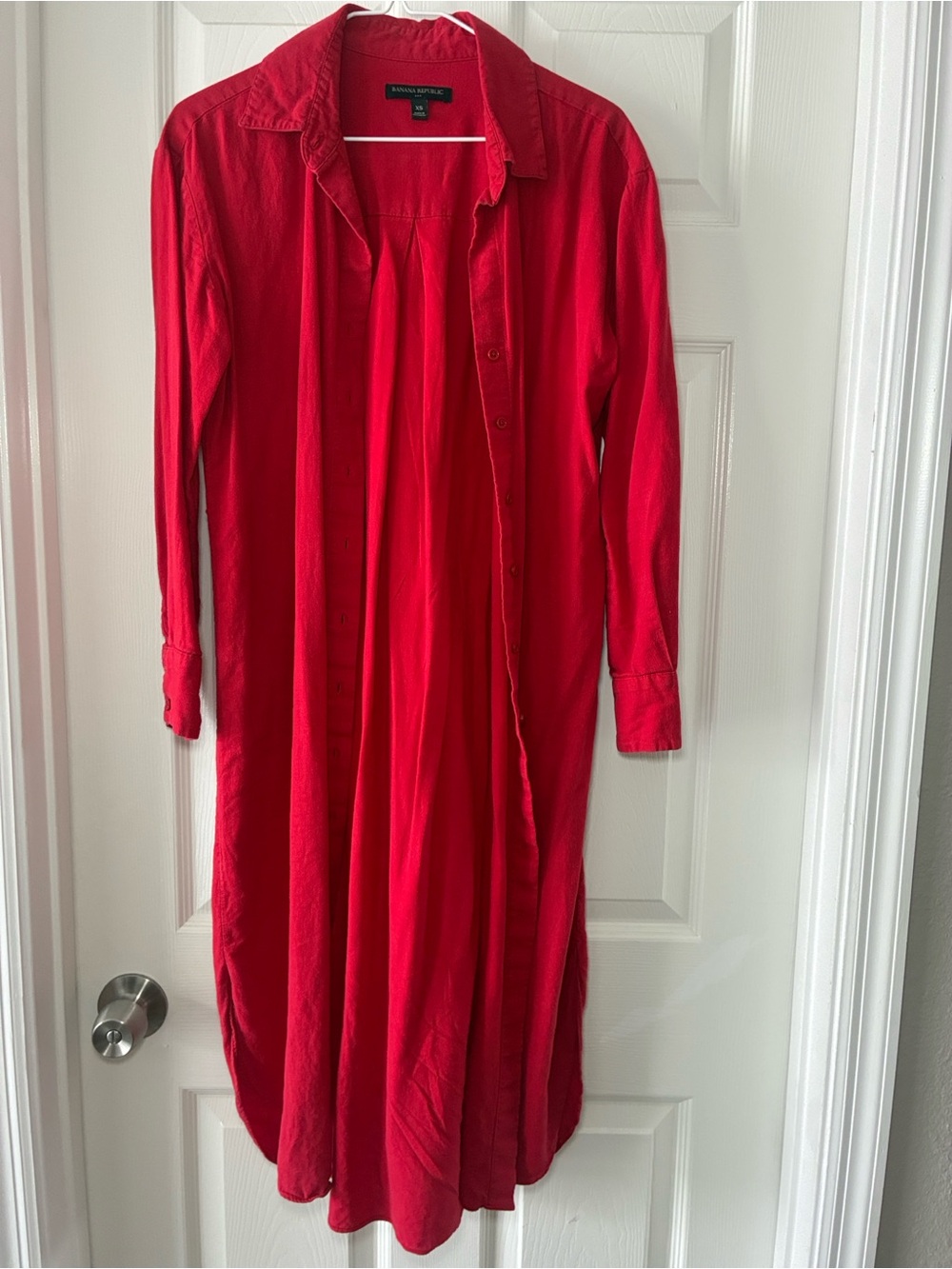 Banana Republic Red Midi Shirt Dress